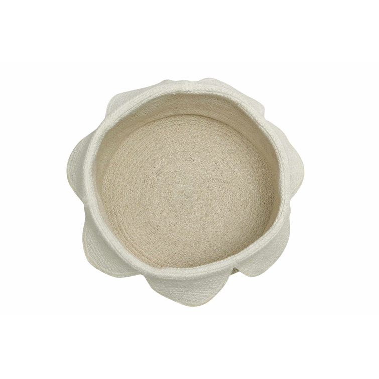 Ivory and Natural Cotton Cord Petal Basket