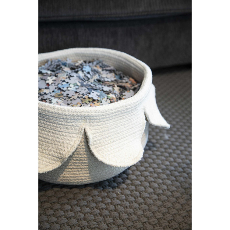 Ivory and Natural Cotton Cord Petal Basket