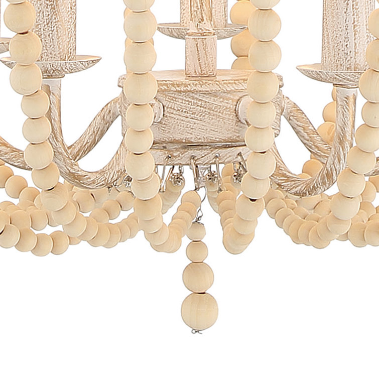 White and Gold Beaded 5-Light Empire Chandelier