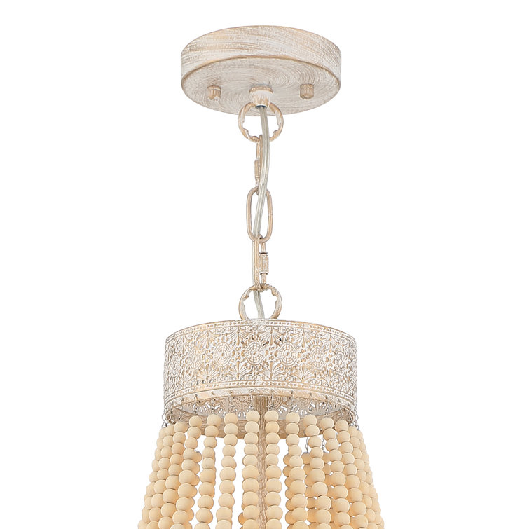Handmade Beaded White & Gold 5-Light Empire Chandelier
