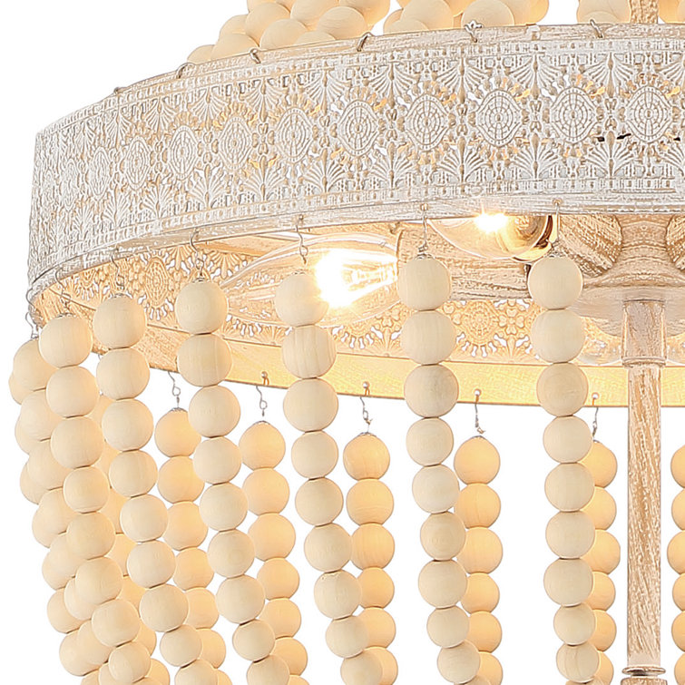 Handmade Beaded White & Gold 5-Light Empire Chandelier