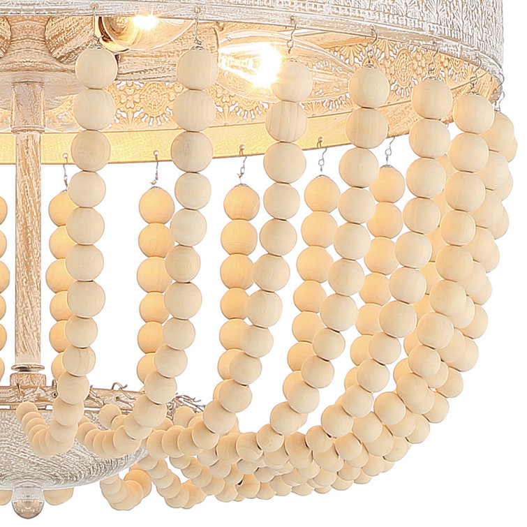 Handmade Beaded White & Gold 5-Light Empire Chandelier