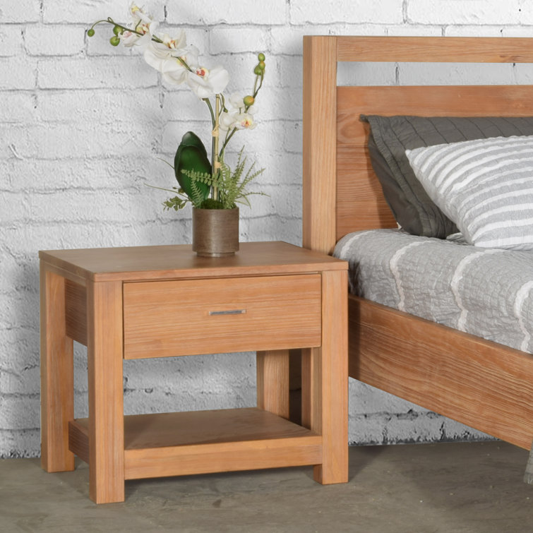 Acacia Solid Wood 1-Drawer Nightstand