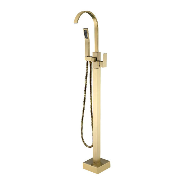 Gold Brass Freestanding Tub Faucet with Hand Shower