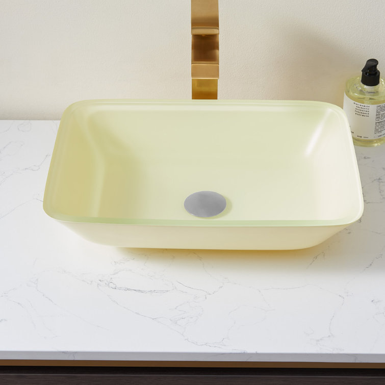 Matte White 18" Rectangular Tempered Glass Bathroom Sink