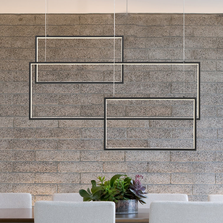 Black Geometric 3-Light LED Chandelier