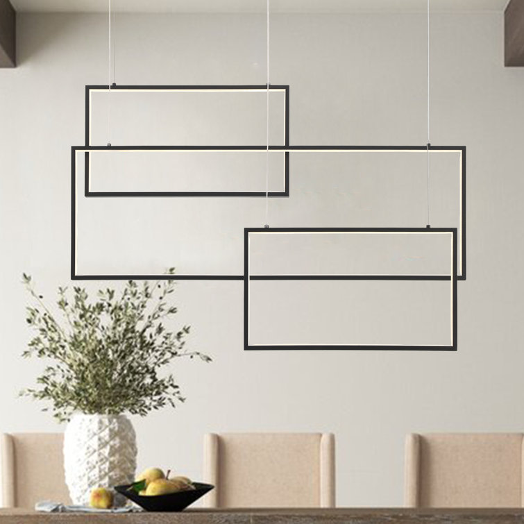 Black Geometric 3-Light LED Chandelier