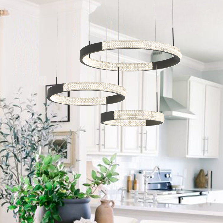 Black Modern 3-Tier LED Chandelier with Adjustable Suspension
