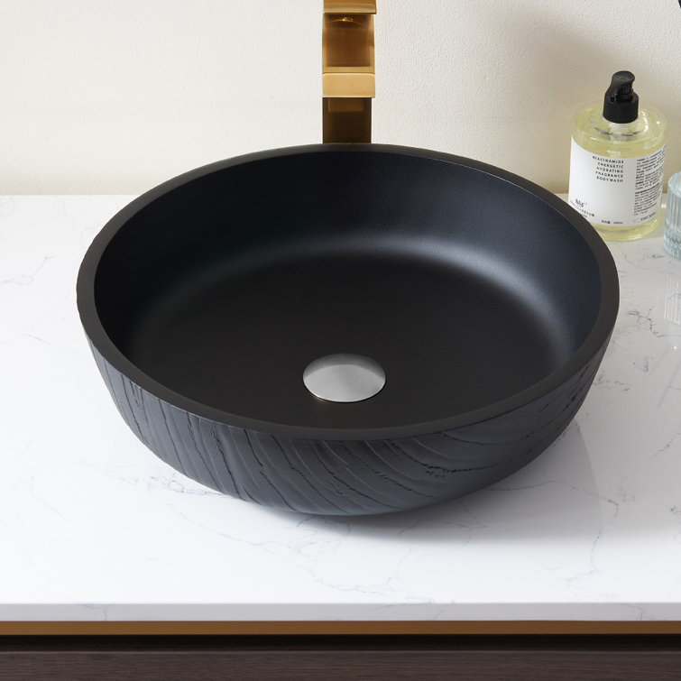Matte Black Round Glass Bathroom Vessel Sink Bowl