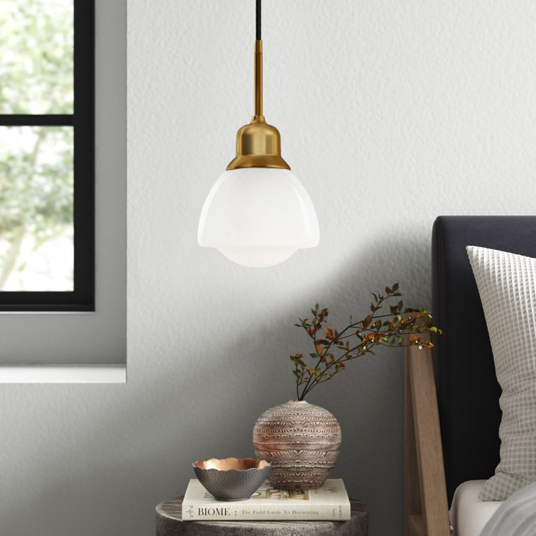 Contemporary Brass and Glass Globe Pendant Light