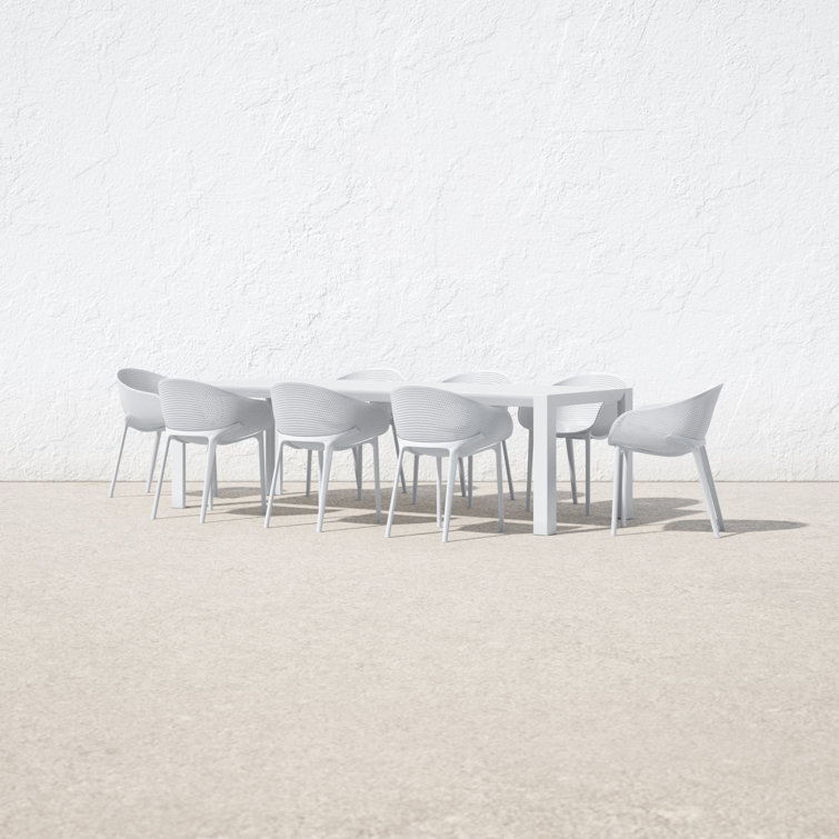 Farrah Contemporary Rectangular 8-Person Extendable Outdoor Dining Set