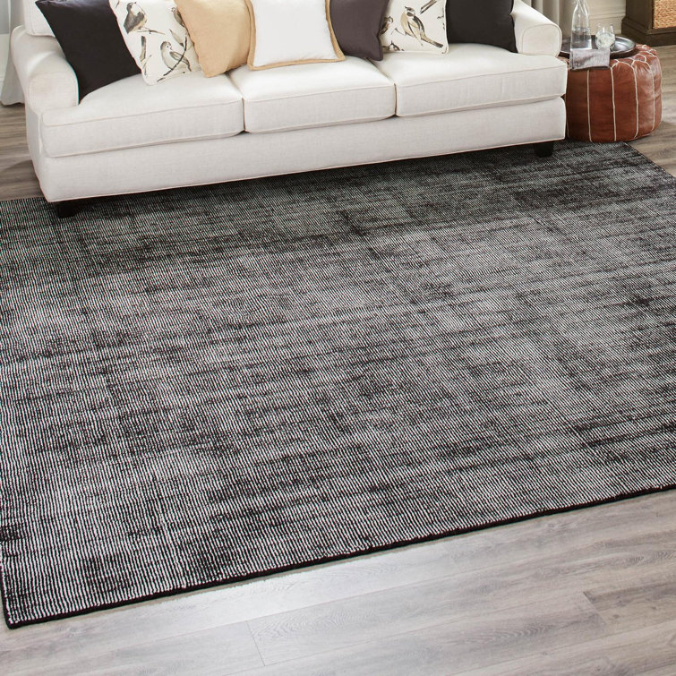 Blackberry and Ivory Hand-Knotted Wool Square Rug