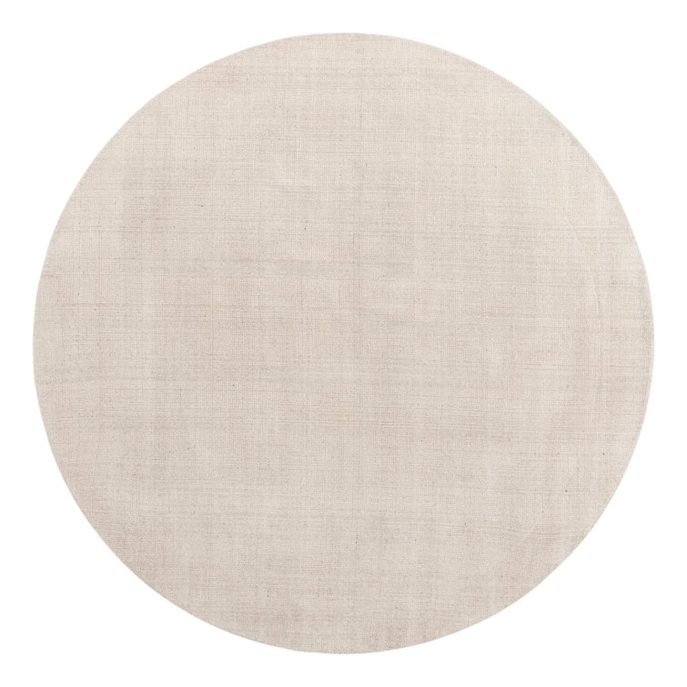 Handmade Round Ivory Wool Rug, 10' Easy Care