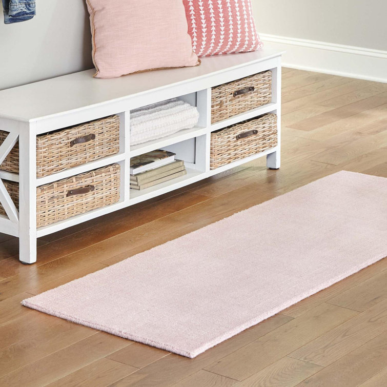 Handmade Ivory Wool Runner Rug in English Rose
