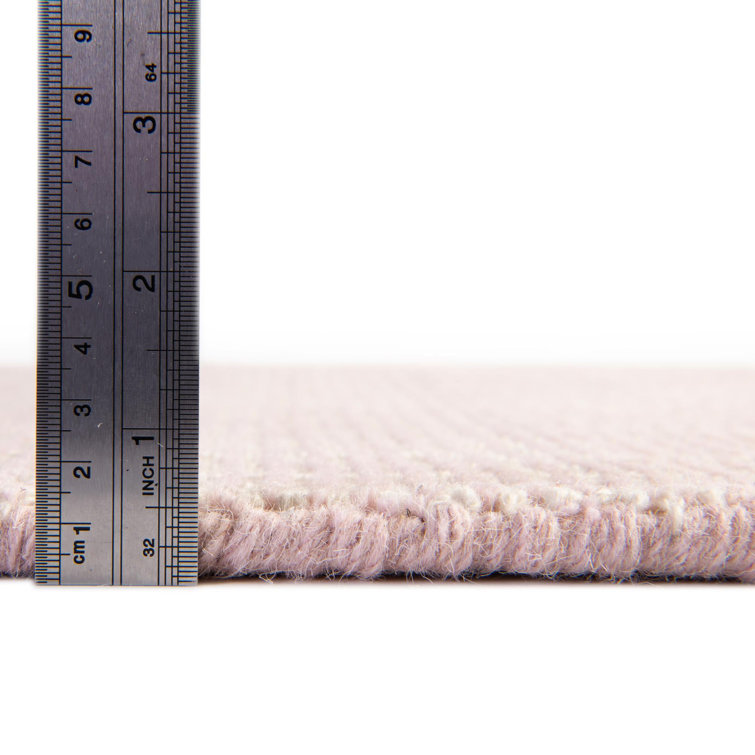 English Rose Pink Wool Rectangular Handmade Area Rug