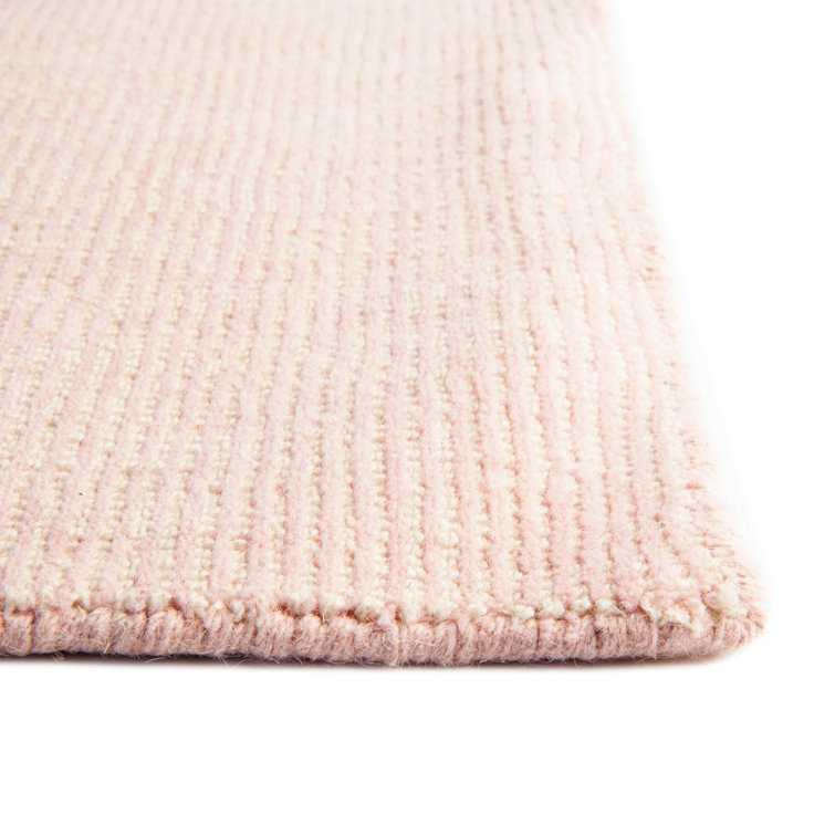 English Rose Pink Wool Rectangular Handmade Area Rug