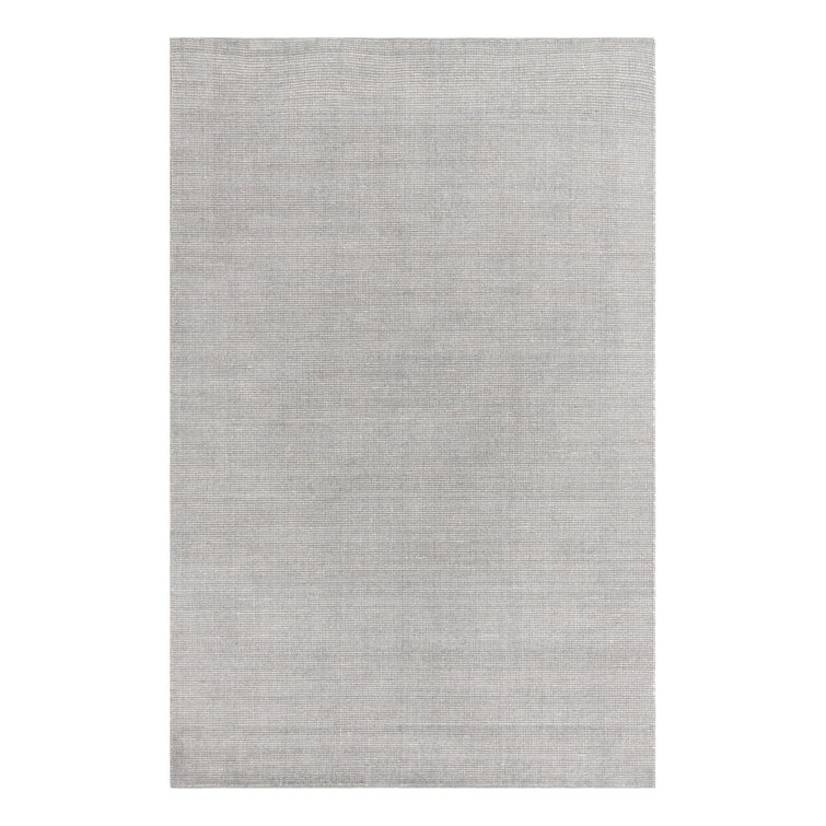 Gray Hand-Knotted Wool Rectangular Area Rug 6'1" x 9'