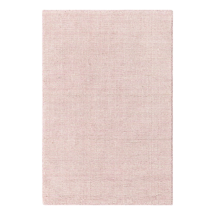 English Rose Pink Wool Rectangular Handmade Area Rug