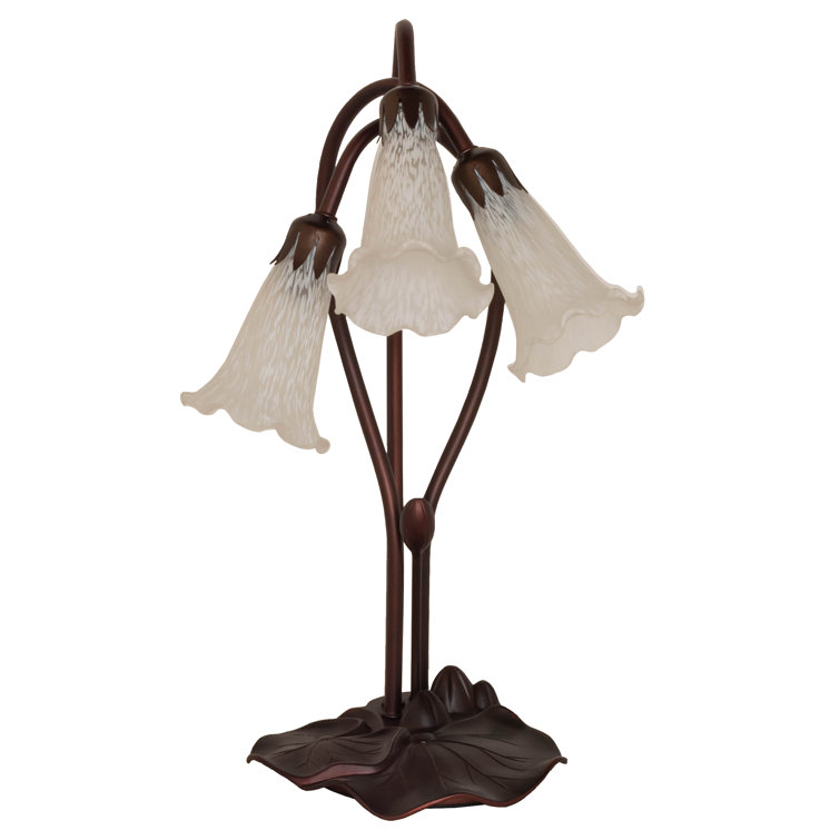 Winter White Tiffany Pond Lily 16" Mahogany Bronze Table Lamp