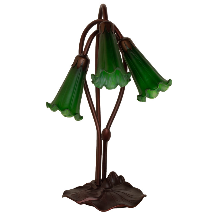 Emerald Green Pond Lily 3-Light Mahogany Bronze Accent Lamp