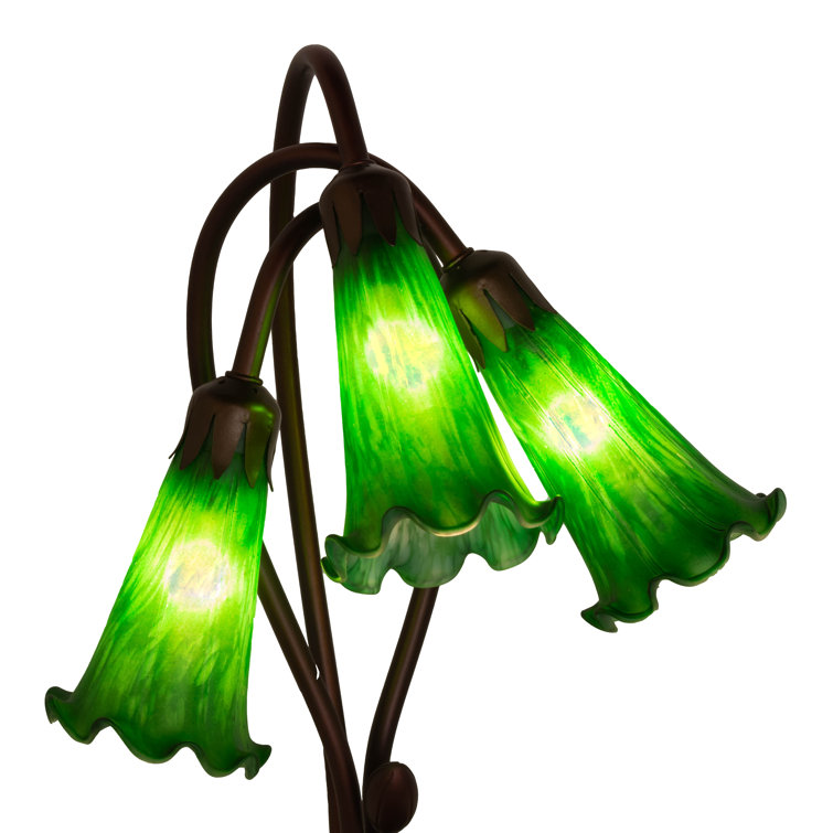 Emerald Green Pond Lily 3-Light Mahogany Bronze Accent Lamp