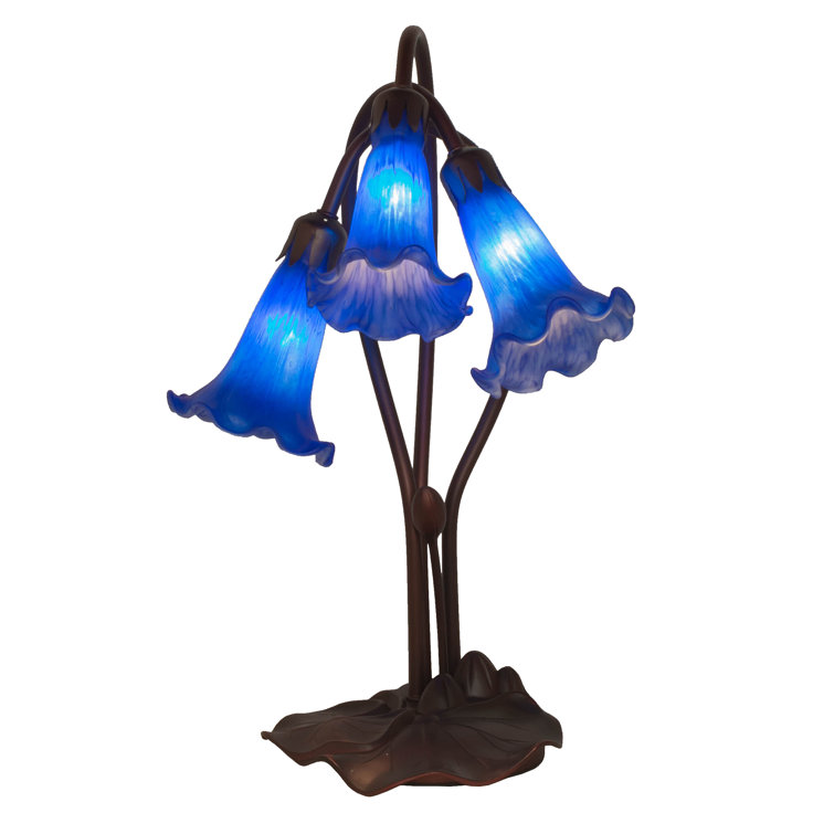 Indigo Blue Stained Glass 3-Light Tiffany-Style Accent Lamp