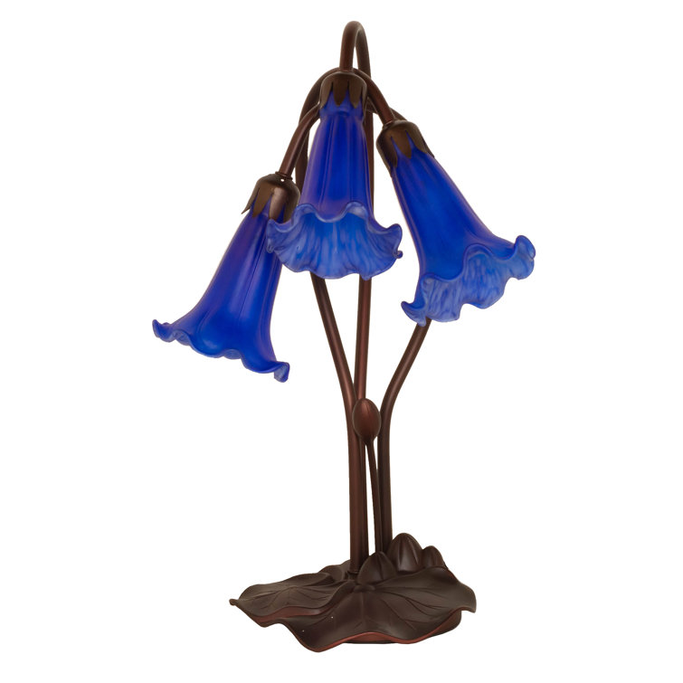 Indigo Blue Stained Glass 3-Light Tiffany-Style Accent Lamp