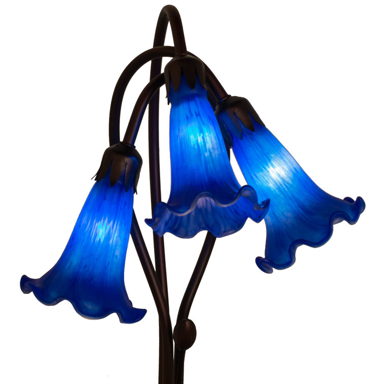 Indigo Blue Stained Glass 3-Light Tiffany-Style Accent Lamp