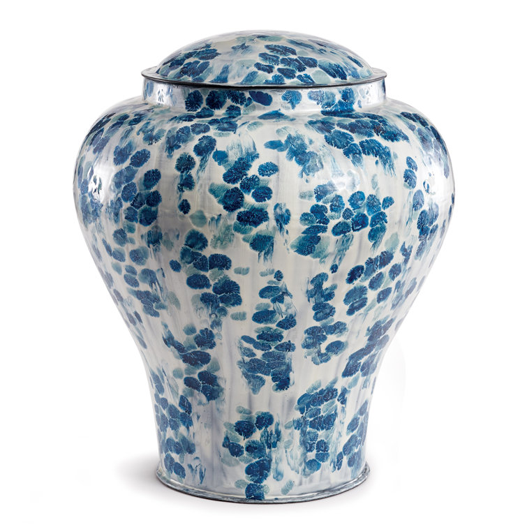 Hand-Painted Blue and White Ceramic Decorative Urn