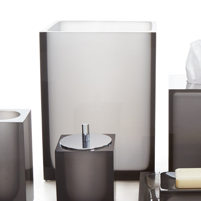 Smoke Gray Acrylic Square Wastebasket