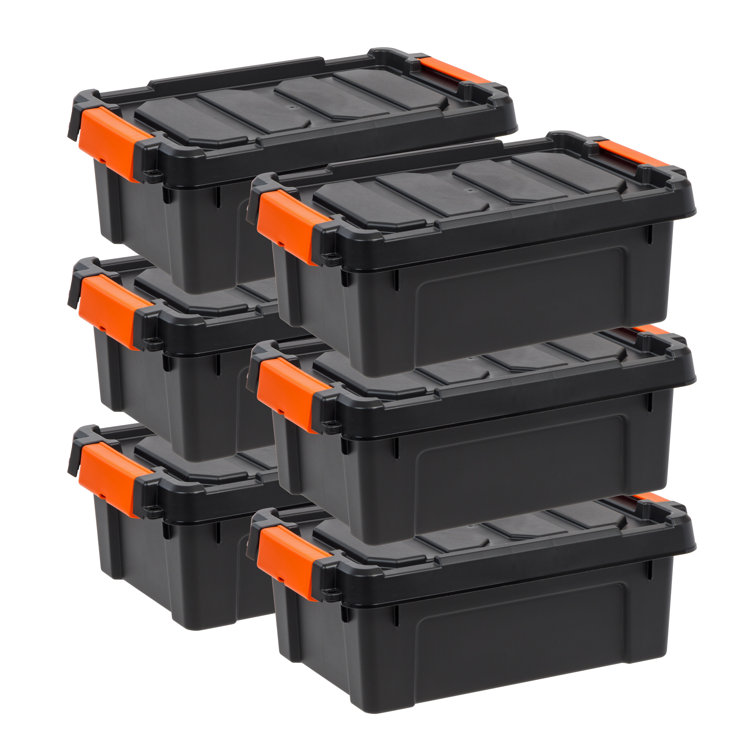 13 Quart Black Heavy Duty Stackable Storage Bin with Lid
