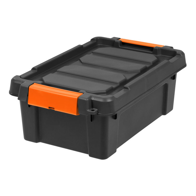 13 Quart Black Heavy Duty Stackable Storage Bin with Lid
