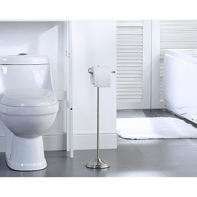 Chrome Free Standing Toilet Paper Holder with Reserve Function