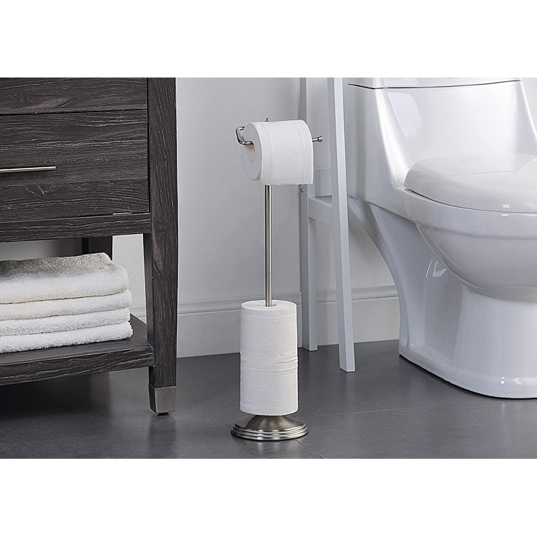 Chrome Free Standing Toilet Paper Holder with Reserve Function
