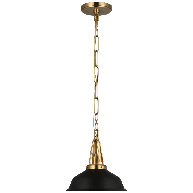 Layton Antique Brass and Black Glass Pendant Light