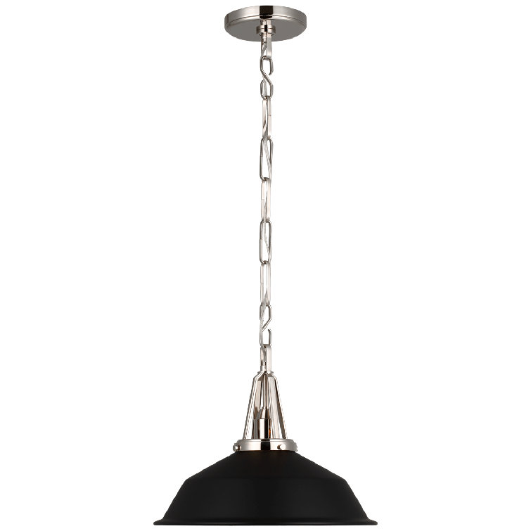 Layton Polished Nickel and Matte Black 14" Pendant Light