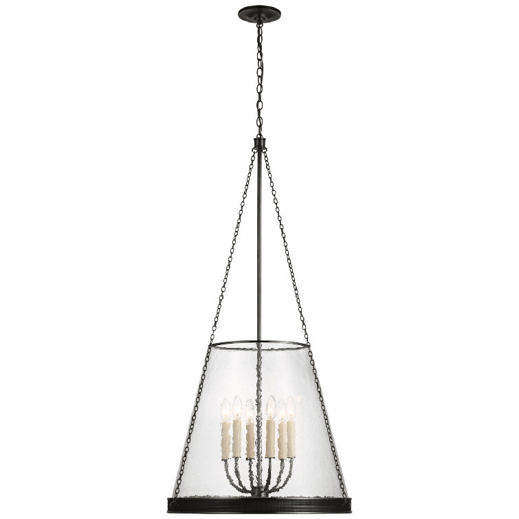 Reese Transitional Bronze LED Pendant with Clear Glass Drum