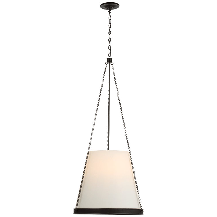 Bronze and White Glass Drum Pendant Light