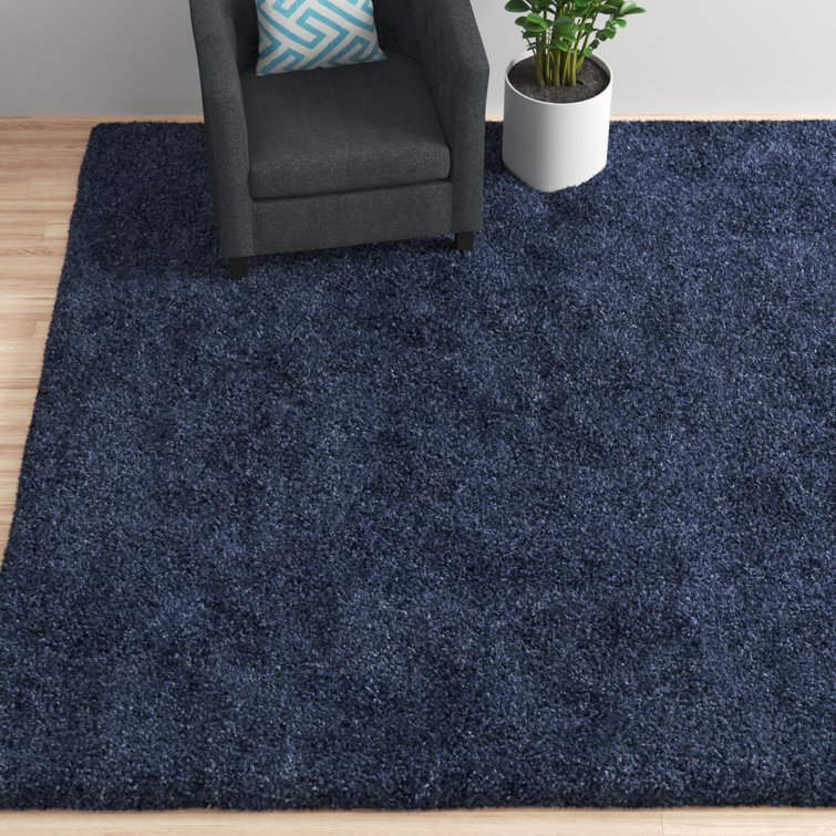 Navy Blue 5x8 Synthetic Shag Rectangular Rug