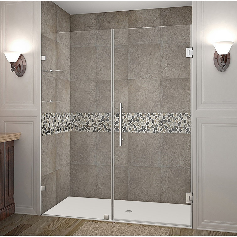Nautis GS 67" x 72" Frameless Clear Glass Shower Door with Stainless Steel Hardware