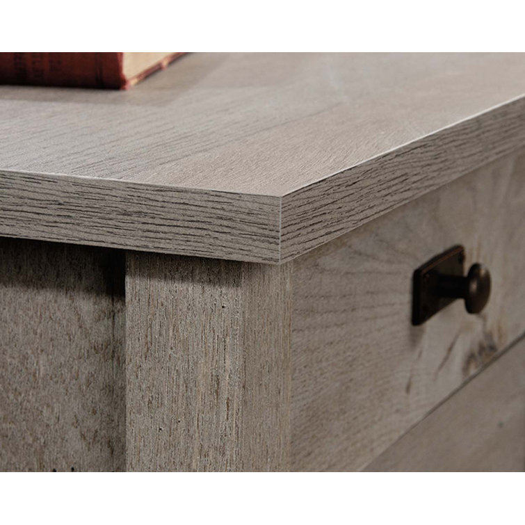 Mystic Oak L-Shaped Writing Desk with Drawer and Filing Cabinet
