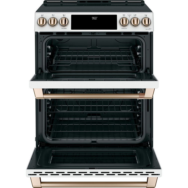 Matte White 30" Smart Double-Oven Induction Range with Convection