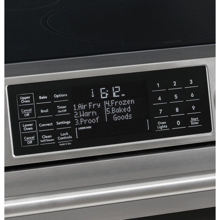Matte White 30" Smart Double-Oven Induction Range with Convection