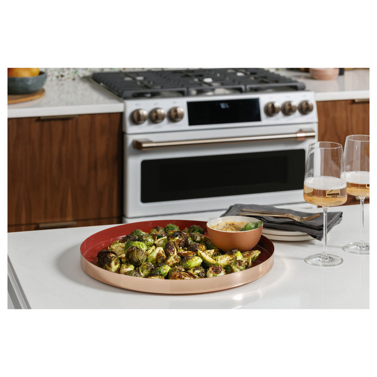 Matte White 30" Smart Double-Oven Induction Range with Convection