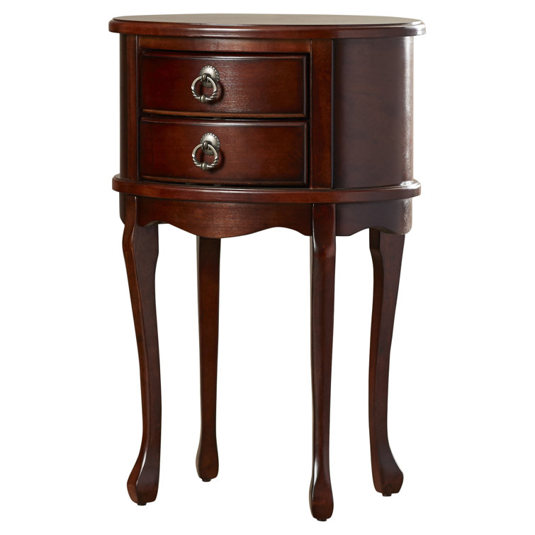 Plantation Cherry Oval Wood Side Table with Storage