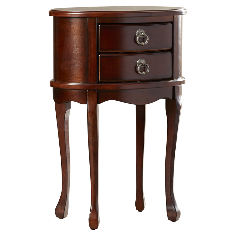 Plantation Cherry Oval Wood Side Table with Storage
