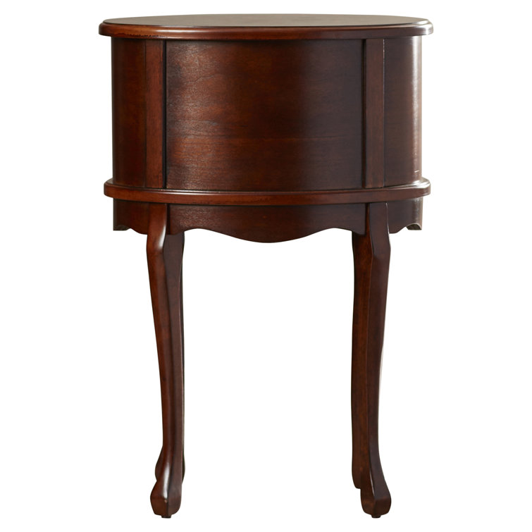 Plantation Cherry Oval Wood Side Table with Storage