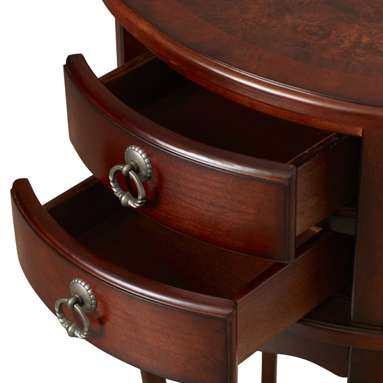 Plantation Cherry Oval Wood Side Table with Storage