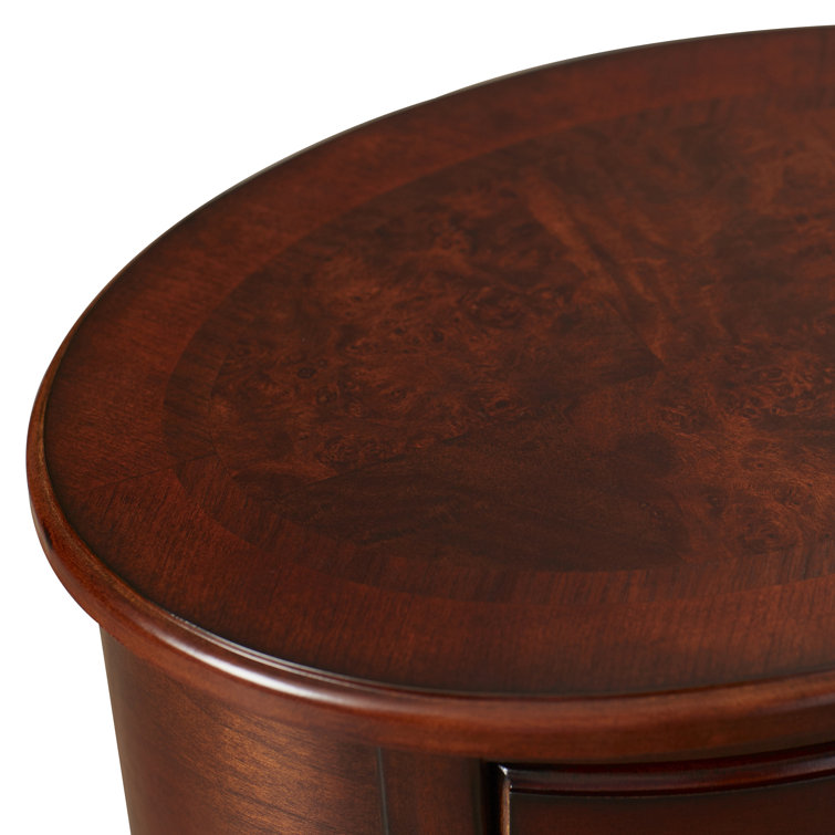 Plantation Cherry Oval Wood Side Table with Storage