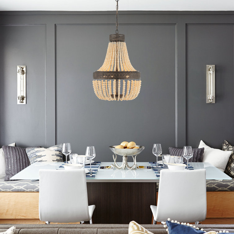 Empire Dual-Tone Beaded Chandelier with Adjustable Height